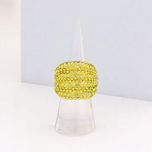 Yellow Rhinestone Crystal Stretch Fashion Ring